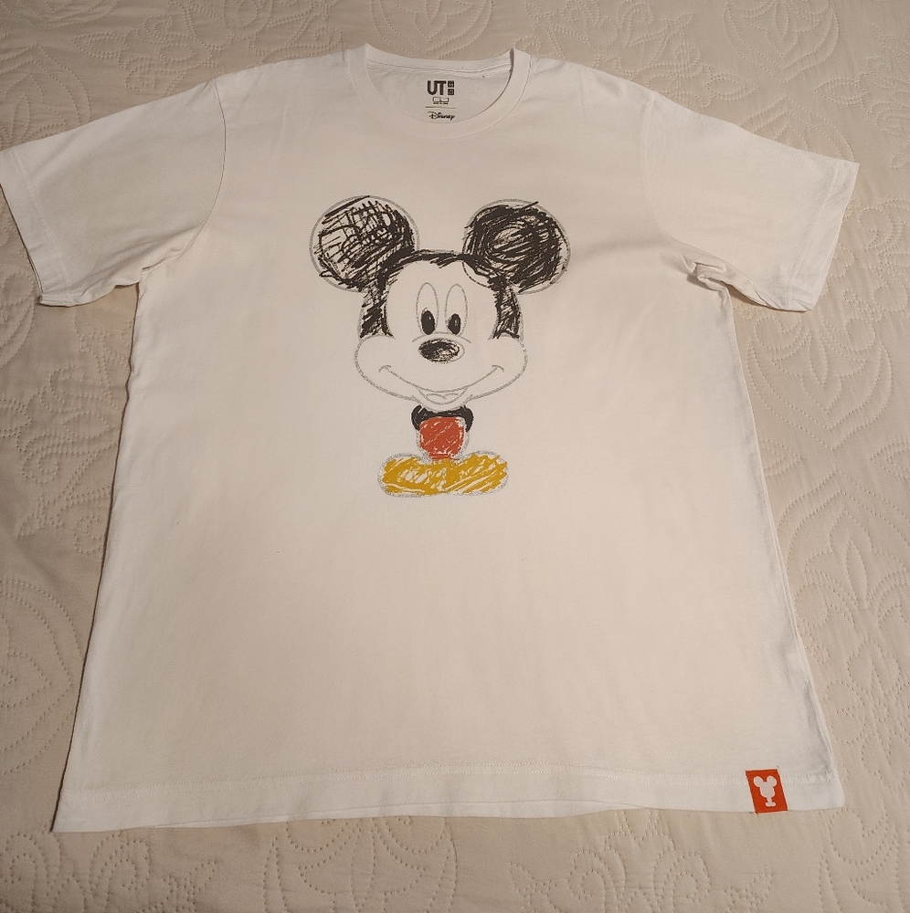 Disney White T-Shirt with Mickey Mouse Sketch